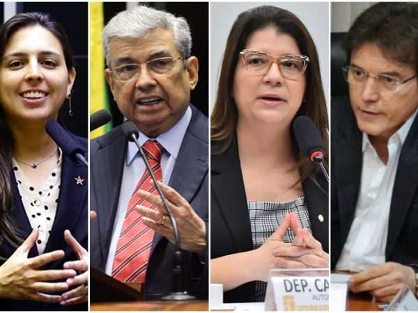 Natália, Garibaldi, Carla e Robinson, candidatos ao cargo de deputado federal pelo RN. — Foto: Reprodução