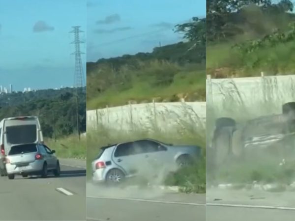 design-sem-nome-5- Discussão no trânsito e 'briga' por faixa termina em capotamento, na Grande João Pessoa — Foto: Reprodução/Redes Sociais