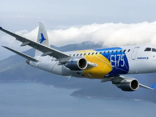 Brasília (DF) 19.07.2024 - O jato E175 da Embraer que  será exportado para a American Airlines. Foto: Ricardo Beccari/Embraer