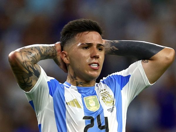 Enzo Fernández durante partida da Argentina contra o Equador pelas quartas de final da Copa América de 2024 
04/07/2024 REUTERS/Agustin Marcarian