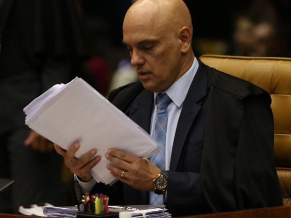 O ministro Alexandre de Moraes, durante sessão de julgamento sobre limite para compartilhamento de dados fiscais. — Foto: Divulgação