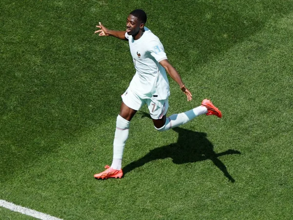 Ousmane Dembélé, da França, comemora ao marcar o terceiro gol da sua equipe 
26 de junho de 2026 REUTERS/Jeenah Moon