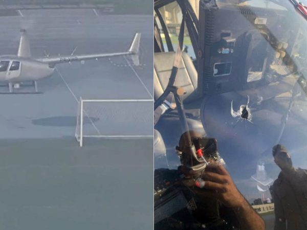 A aeronave acompanhava ação policial na favela — Foto: Reprodução