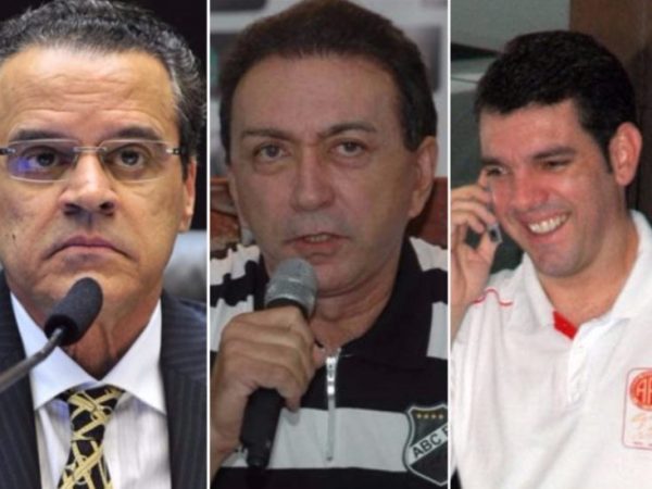 Henrique Alves, Rubens Guilherme, ex-presidente do ABC, e Alex Padang, ex-presidente do América - Divulgação