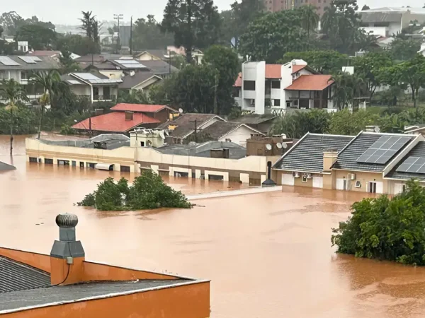 Cidade de Lajeado inundada devido as fortes chuvas. Foto: Arquivo Pessoal/Divulgação