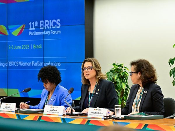 Mesa:
coordenadora-geral da Bancada Feminina na Câmara dos Deputados, deputada Jack Rocha (PT-ES);
líder da Bancada Feminina no Senado Federal, senadora Leila Barros (PDT-DF), em pronunciamento; 
secretária-geral das Relações Exteriores do Brasil, Maria Laura da Rocha.