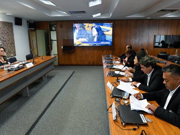 À mesa, vice-presidente da CCS, Patrícia Blanco, conduz audiência.