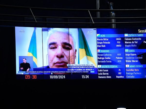 Em pronunciamento via videoconferência, senador Eduardo Girão (Novo-CE).