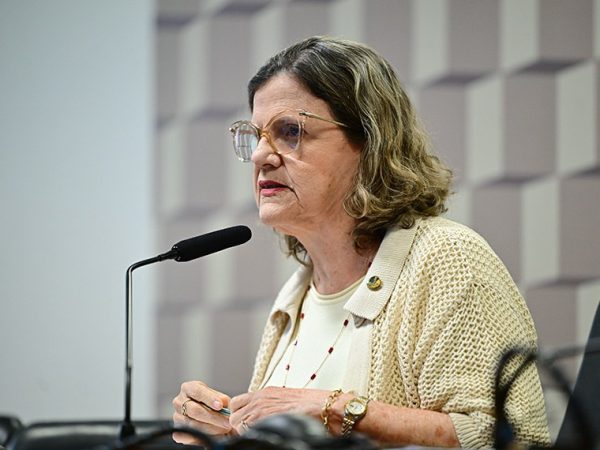 À mesa, presidente da CE, senadora Teresa Leitão (PT-PE), conduz reunião.