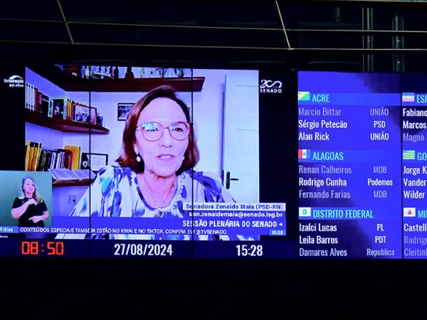 Em pronunciamento, via videoconferência, senadora Zenaide Maia (PSD-RN).