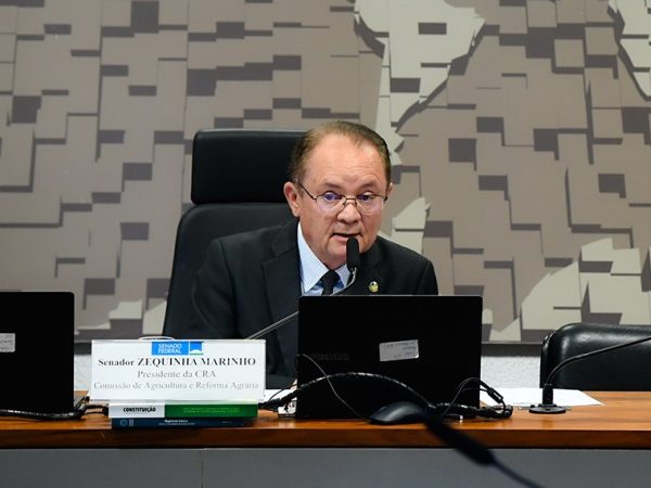 À mesa, presidente da CRA, senador Zequinha Marinho (Podemos-PA), conduz reunião.