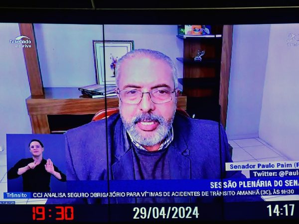 Em pronunciamento via videoconferência, senador Paulo Paim (PT-RS).