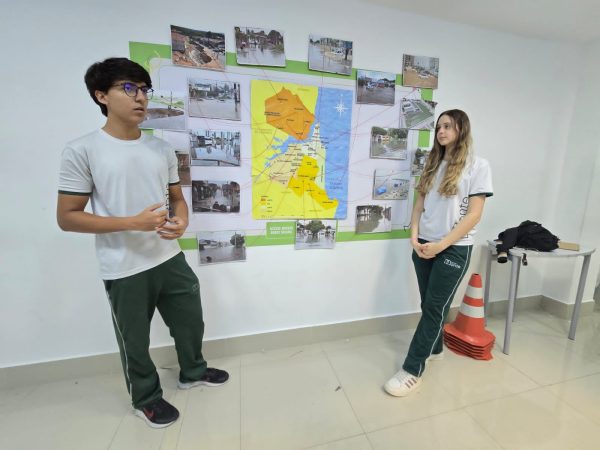 Alunos do Colégio Monte, em Natal, estudam soluções para inundações e deslizamentos em Natal. — Foto: Divulgação