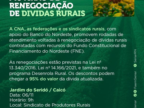 Podem participar tanto os produtores com operações em atraso quanto aqueles que desejam liquidar ou renegociar contratos vigentes. — Foto: Divulgação