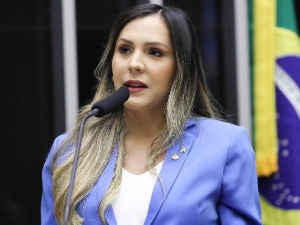 Deputada Andreia Siqueira fala ao microfone