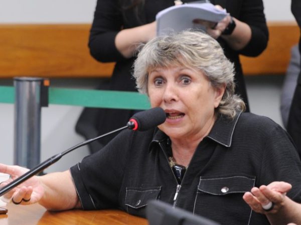 Deputada Erika Kokay a fala ao microfone