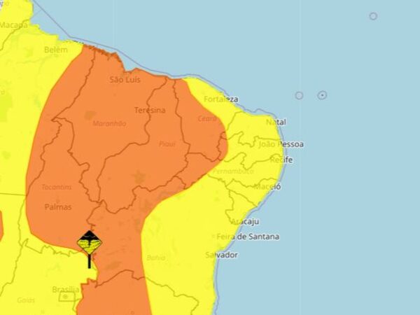 Alerta de chuvas para o RN também atinge o Nordeste — Foto: Divulgação/Inmet