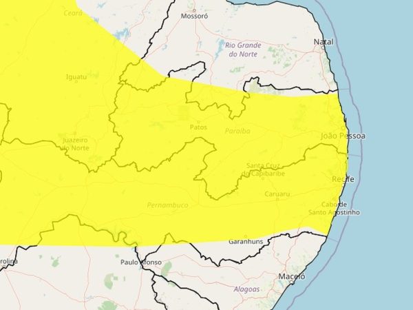 Alerta emitido pelo Inmet sobre chuvas na Paraíba em 27 de janeiro — Foto: Reprodução/Inmet