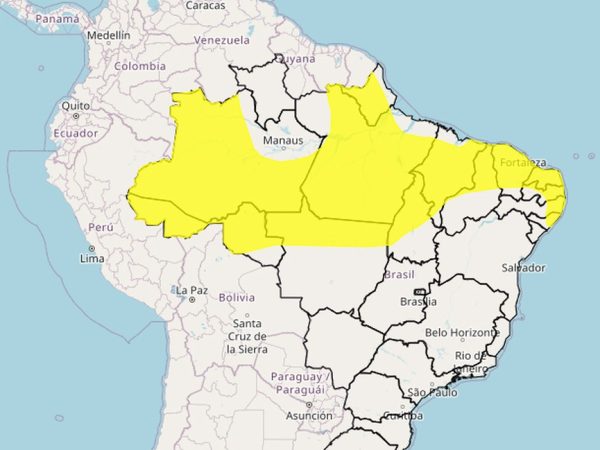 Alerta é para 156 pmunicípios paraibanos e se expande por outros 13 estados brasileiros — Foto: Inmet/Reprodução