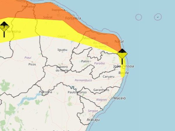 Inmet alertou para chuvas no RN — Foto: Divulgação/Inmet