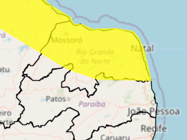 Alerta de chuva abrange várias regiões do Rio Grande do Norte — Foto: Inmet/Reprodução
