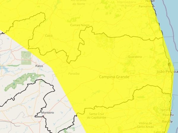 Inmet emite alerta de perigo potencial de chuvas intensas para João Pessoa e mais de 148 cidades da PB — Foto: Reprodução / Inmet