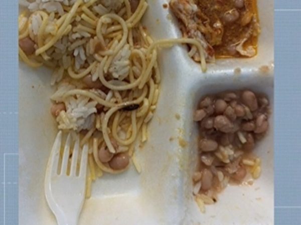 Inseto em alimento servido no Hospital Metropolitano — Foto: Reprodução/TV Cabo Branco