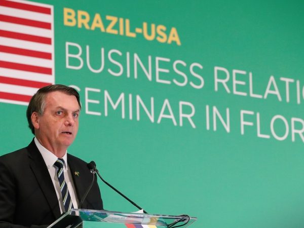 O presidente Jair Bolsonaro durante discurso em viagem aos Estados Unidos, nesta semana — Foto: Alan Santos/PR
