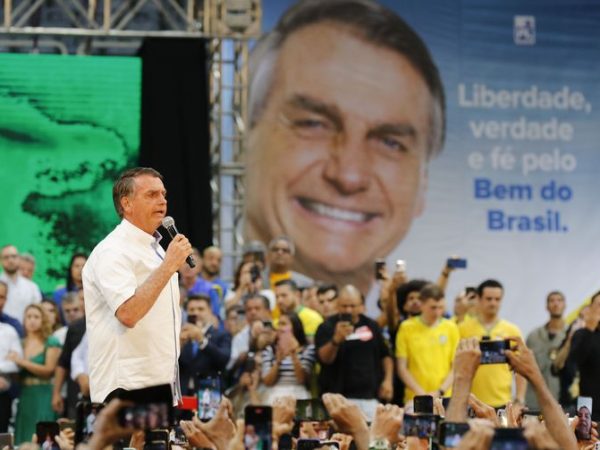 O presidente Bolsonaro fala durante a convenção nacional PL, no estádio do Maracanãzinho. — Foto: Reprodução