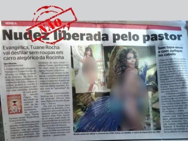 Tuane Rocha afirmou em entrevista que foi “liberada” pelo seu pastor para desfilar nua.