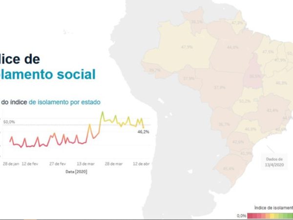 Mapa mostra que 47,2% da população do RN estava respeitando o isolamento social na última segunda-feira (13) — Foto: In Loco/Reprodução