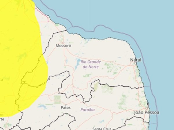 Alerta de chuva para a região do Alto Oeste no Rio Grande do Norte — Foto: Inmet/Reprodução