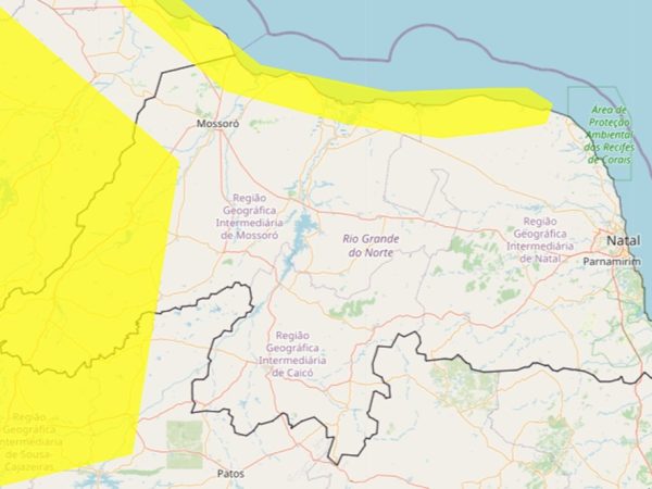 Cidades do RN estão sob alerta de baixa umidade, segundo o Inmet — Foto: Inmet/Reprodução