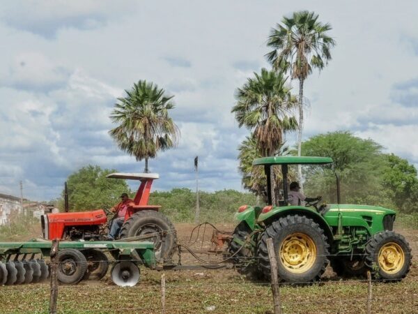 Maquinário trator grama plantação RN Mossoró Rio Grande do norte — Foto: Wilson Moreno/PMM
