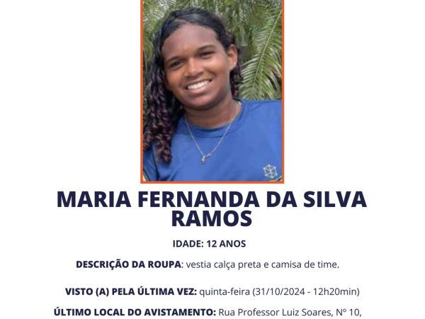 Maria Fernanda da Silva Ramos desapareceu em São Gonçalo do Amarante — Foto: Divulgação