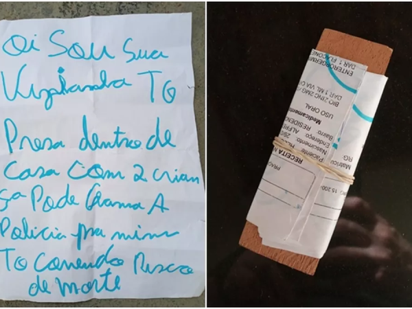 Vítima escreveu pedido de socorro à mão em José Bonifácio/SP — Foto: Polícia Militar de José Bonifácio/Divulgação