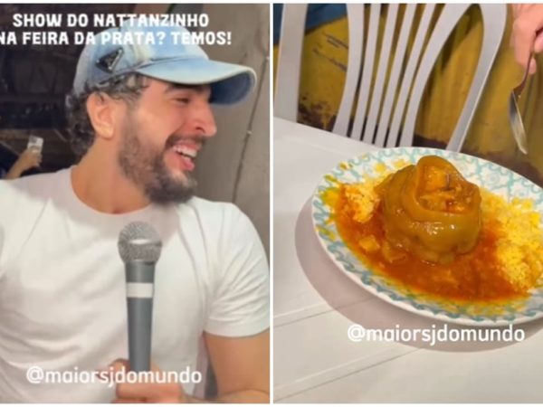 Nattan tomou café da manhã na Feira da Prata, em Campina Grande — Foto: Reprodução/Instagram (@maiorsjdomundo)