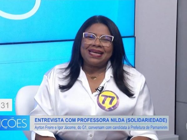 Candidata Professora Nilda (SD) concede entrevista ao Bom Dia RN — Foto: Inter TV Cabugi
