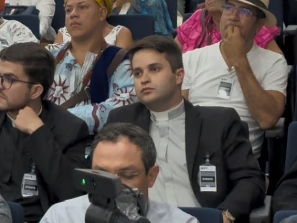 Danilo César, padre denunciado por intolerância religiosa em fala sobre Preta Gil participou do ato do MPF — Foto: Diogo Pinheiro/TV Cabo Branco
