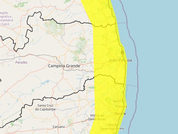 Novo alerta foi emitido para João Pessoa e outras cidades na Paraíba — Foto: Inmet