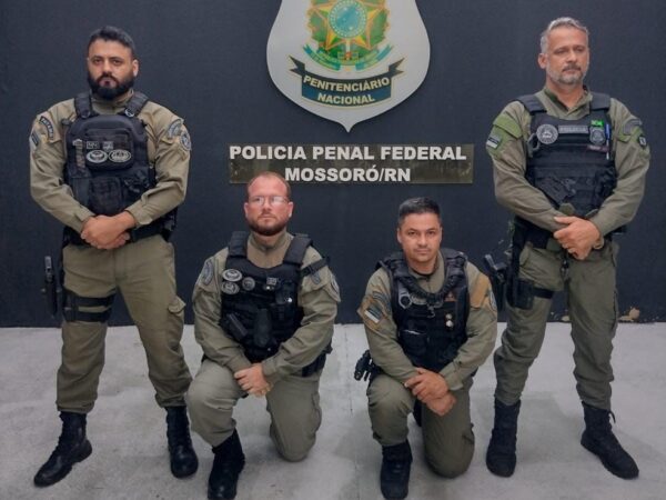 Quatro policiais penais do Espírito Santo reforçam Força Penal Nacional em Mossoró, no Rio Grande do Norte — Foto: Divulgação/Sejus-ES