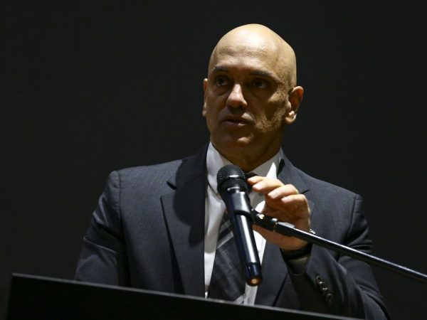 O presidente do TSE, Alexandre de Moraes, durante cerimônia de posse do diretor-geral da PF, na sede da corporação, em Brasília.