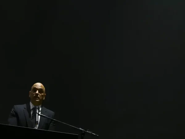 O presidente do TSE, Alexandre de Moraes, durante cerimônia de posse do diretor-geral da PF, na sede da corporação, em Brasília.