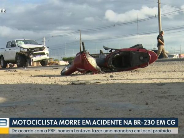 Colisão entre moto e caminhonete mata motociclista na BR-230, em Campina Grande — Foto: Reprodução / TV Cabo Branco