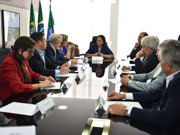 Fátima Bezerra se reuniu com senadores e deputados federais para tratar da questão financeira do Rio Grande do Norte — Foto: Elisa Elsie