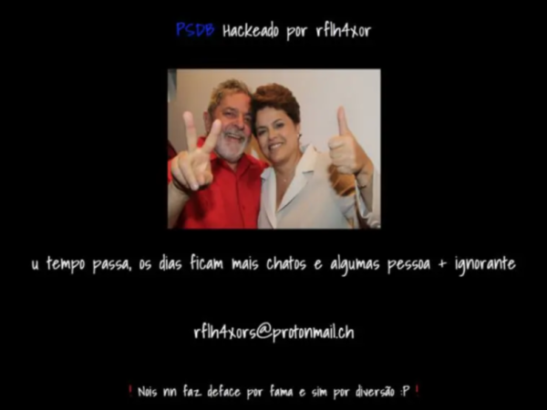 A imagem que aparecia quando se tentava acessar o site do PSDB nesse domingo  — Foto: Reprodução.