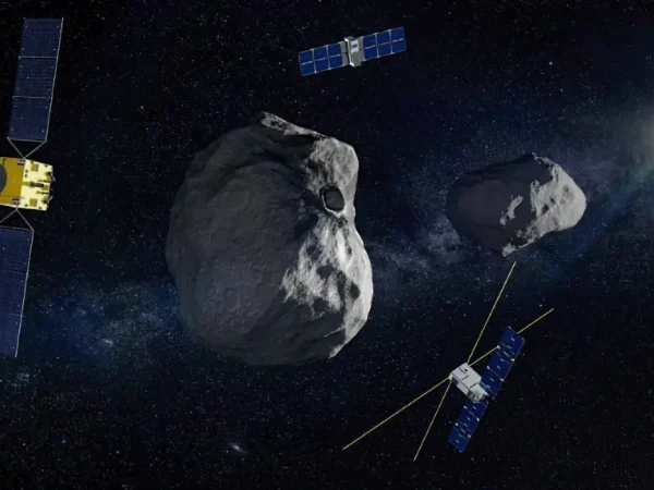 Brasília (DF) 12/03/2025 - Ilustração da missão Hera, da Agência Espacial Europeia, lançada para avaliar o impacto da missão DART da Nasa no asteroide Dimorphos.
Arte ESA