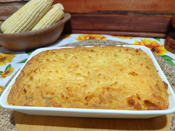 torta Torta de milho com carne de sol cremosa é opção prática e saborosa para o São João — Foto: Inter TV Costa Branca