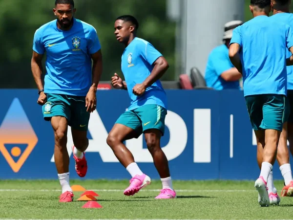 Soccer Football - FIFA World Cup 2026 - Brazil Training - Columbia Park Training Facility, Morristown, New Jersey, U.S. - June 12, 2026 Brazil's Bremer and teammates during training IMAGN IMAGES via Reuters/Caean Couto