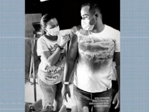 Davyson Mallone Alves de Medeiros recebeu a primeira dose da vacina contra Covid-19 em Acari sem estar em grupos prioritários — Foto: Reprodução/Arquivo pessoal
